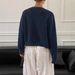 "Effortless Korean Cardigan – Women's Chunky Knit Button-Up Sweater (Navy Blue, S-XXL, V-Neck Open Front, Lazy Aesthetic)"_ecoleips.com