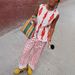 Women's Relaxed Fit Linen Two Piece Set American Style Spring Summer Printed Vest And Trousers Outfit Thin Polyester_ecoleips.com