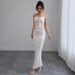 Lace 2-Piece Outfit - Strapless Tie-Front Top & Maxi Skirt, Perfect For Beach Vacation_ecoleips.com