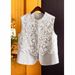 Women's Clothing High End Fashion Jacquard Lace Design Vest High Waist_ecoleips.com