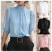 European And American Style Women's High Neck Puff Sleeve Top Light Luxury Flowy Shirt for Commuting And Business New Arrival 2026_ecoleips.com