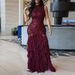 Elegant Party Slim Fit Solid Color Dress Sequin Patchwork Sleeveless Evening Gown Fashion Ruffle Design Hem Women's Long Dresses_ecoleips.com
