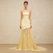 European And American New Style Gentle Wind Light Yellow Ice Silk Mesh Patchwork Strapless For Women With Large Hem Slim_ecoleips.com