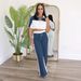 Women's Clothing Denim Stitching Color Stand Up Collar Zipper Top Wide Leg Pants Two Piece Suit For Women_ecoleips.com