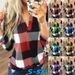 Women's Clothing New Spring And Autumn Shirt Plaid Print V Neck Long Sleeved Top T Shirt_ecoleips.com