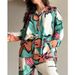 Women's Clothing Temperament Large Size Printed Commuting Shirts High Waisted Wide Leg Pants Suits_ecoleips.com