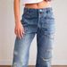 Spot 2025 new European and American cross border retro ripped straight pants casual stitching trousers loose jeans women_ecoleips.com