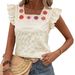 In-stock Foreign Trade 1688 Alibaba Square-neck Crochet Patchwork Flutter-sleeve Solid Color Women's Top_ecoleips.com