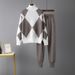 Women's Casual Fashion Knitted Two-Piece Suit Reducing Age Long Sleeved Pants High Looking Temperament_ecoleips.com