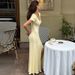 TARUXY Spring Summer Short-Sleeved Knitted Dress Women Solid V-Neck Slit Long Dress Slim Sexy Commuting Leisure Dress Female New_ecoleips.com