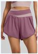 K Color Blocked Fake Two-piece Yoga Shorts, Running And Fitness Clothes, Nude And Anti Glare Sports Shorts For Women_ecoleips.com