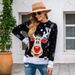 Cozy Christmas Reindeer Fair Isle Knit Sweater For Women - Oversized Pullover With Loose Fit, Long Sleeve, Red & Black (S/M/L/XL)_ecoleips.com
