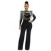 Women's clothing fashion sexy casual slim high collar see-through rhinestone tassel jumpsuit for women_ecoleips.com