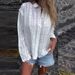Women's Clothing Solid Color Embroidered Hollow All-match Polo Collar Cardigan Top_ecoleips.com