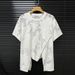 Women's Street Style Irregular Diagonal Zipper Printed Knit Top Short Sleeve Hollowed Out Design Trendy Summer_ecoleips.com