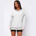 Bestseller: Color-Block Loose-Fit Crew Neck Pullover Sweatshirt With Slits, Stylish Long-Sleeve Casual Top_ecoleips.com