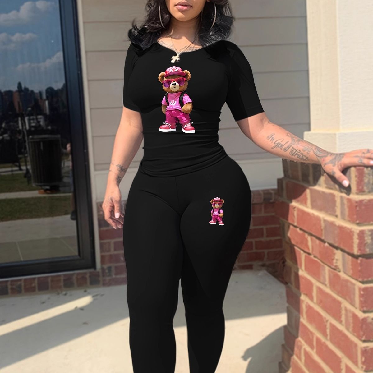 Women's Fashion Tight-Fitting T-Shirt And Pants Set Short-Sleeved Clothing Outfit For Women_ecoleips.com