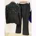 Women's Clothing fashion new heavy duty nail beads diamond slim fit suit jacket flared trousers suit two pieces_ecoleips.com