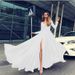 Women's Clothing Milk Silk Sexy Deep V Long Sleeve Dress_ecoleips.com