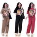 Women's Summer Fashionable Casual Korean Style Cartoon Bear Two Piece Set Wide Leg Pants Loose Short Sleeved Youthful Trendy_ecoleips.com