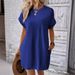 Aria Basics Aria Basics Cross-Border Foreign Trade 2024 Summer European And American Plus Size Women's Casual Solid Color Round Neck_ecoleips.com