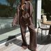 Women's Clothing Spring New Suit Shirt Long Sleeve Solid Color Casual Loose Wide Leg Pants Suit_ecoleips.com