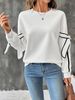 Women's Autumn Color-Block 3D Bow Round-Neck Long-Sleeve Pullover Sweatshirt_ecoleips.com