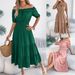 2026 Spring/Summer European And American Casual Off-Shoulder Ruffled Short-Sleeve Gathered Waist Long Dress Independent_ecoleips.com