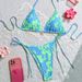 New 2025 Women's Floral Print Bikini Tie Neck Sexy European American Fresh Cute Two Piece Swimsuit_ecoleips.com