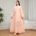Elegant Long Robe for Women Embroidered Flowers High Neck Loose Fitting Fashionable Classy Banquet Ethnic Style Skirt_ecoleips.com