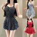 Vintage-Inspired Retro Polka Dot One-Piece Swimsuit With Open Back & Flirty Skirted Design For Women_ecoleips.com