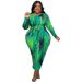 Women's Clothing Plus Size Women's Round Neck Long Sleeve Dress Irregular Striped Long Long Sleeve For Formal & Casual For Women_ecoleips.com