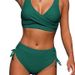 Women's Clothing Split Twist Bikini Solid Color High Waisted Sexy Tie Up Hollow Swimsuit For Women_ecoleips.com