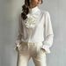 Women’s Office-Ready Blouse – Elegant Stand Collar With Ruffle Detail, Lightweight Polyester, Classic Beige (S-XXL)_ecoleips.com