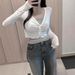 Korean Dongdaemun Women's Short Casual Cardigan Long Sleeve Simple Versatile Solid Color Top for Layering_ecoleips.com