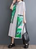 Black Vintage Print Shirt Dresses For Women New Short Sleeve Loose Casual Long Dress Robe Fashion Elegant Clothing Summer 2026_ecoleips.com
