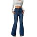 Women's Clothing Retro Blue High Waist Slim Flared Jeans For Women Spring And Autumn Petite Horseshoe Pants Elastic Raw Edge Lengthened Pants_ecoleips.com