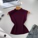 Women's Commuter Style Knitted Sleeveless Top Vest Summer Solid Color Slim Fit Elegant Versatile Outerwear_ecoleips.com