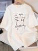 New Summer Elegant Women'S Loose Drop Shoulder Round Neck T-Shirt Short Sleeve, Japanese And Korean Style Cartoon Puppy_ecoleips.com