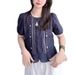 Heavy Embroidery Lace Trim Short Shirt For Women 2025 New Summer Blouse With Light Luxury And High-End Feel, Puff Sleeve_ecoleips.com