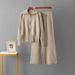 Elegant Knitted Two Piece Set for Women Double Zipper Lapel Sweater Loose Casual Long Sleeved Top Wide Leg Pants_ecoleips.com