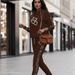 Women's European American Style Casual Vacation Two Piece Set Autumn Winter Printed Long Sleeve Shirt And Trousers_ecoleips.com