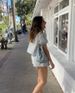 K New Women's Plaid Striped Elastic Cuffs Casual Fashion Drawstring Elastic Waist Shorts Set_ecoleips.com