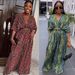 Women's Clothing Printed Contrast Color V Neck Wide Leg Two Piece Suit_ecoleips.com