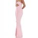 Stylish Open‑Back Strapless Ruched Split Hem Dress Fitted Bodycon Cocktail Long Dress_ecoleips.com