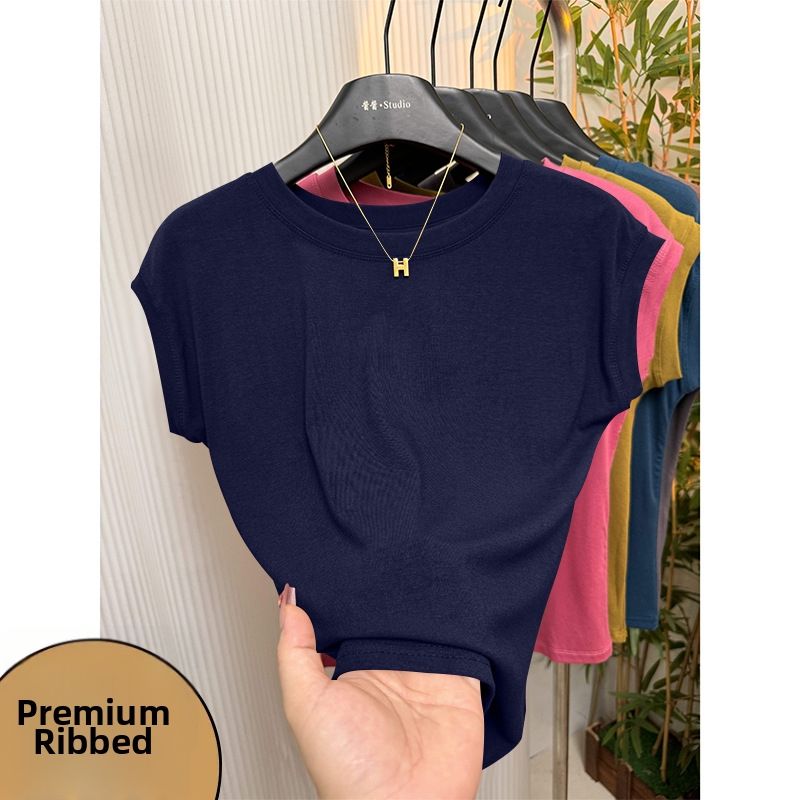 Women's Trendy Short Sleeve T-Shirt round Neck Design for Spring And Summer Fashionable Top_ecoleips.com