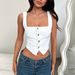 Women's Clothing New Denim Vest Solid Color Buttoned Fashion Suspenders Short Tops Hot Sale In Spring And Summer_ecoleips.com