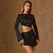 Women's Slim Fit Cropped Body Dress Sexy Hollowed out round Neck European American Style Fashion for Autumn Winter_ecoleips.com