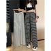 Ice Silk Ribbed Pants For Summer, Lightweight Straight Wide-leg Casual Pants, High-waisted Slimming Floor-length_ecoleips.com