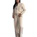 Women's Casual Zip-Up Jacket & Wide Leg Pants Set - Autumn Winter Fashion Two-Piece Outfit For Daily Wear & Office_ecoleips.com